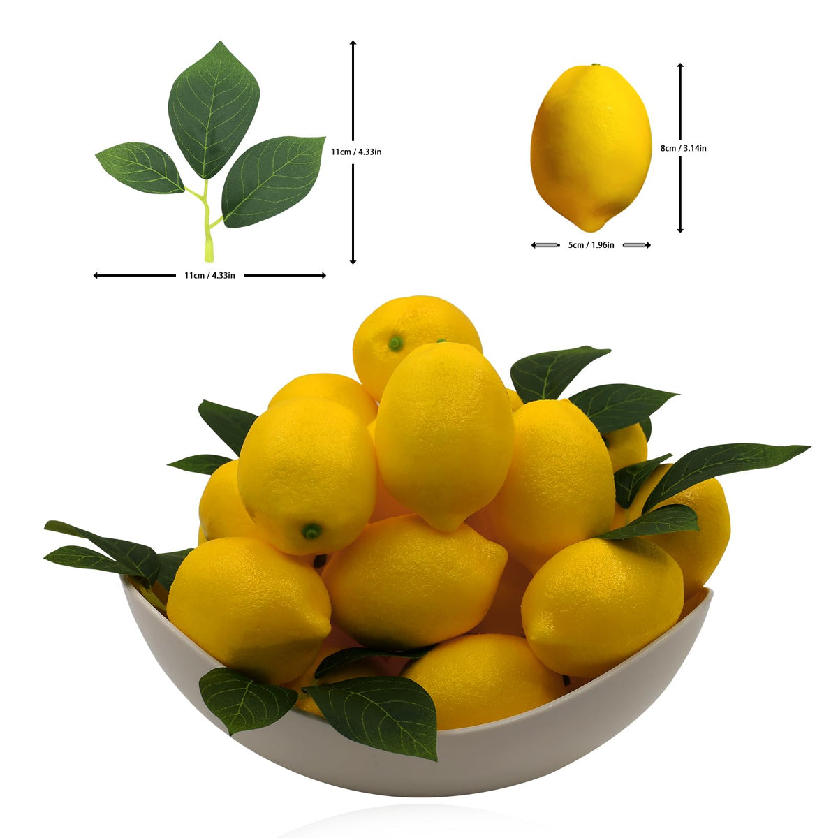 Donotgo lifelike faux lemons ideal for glass vase displays.