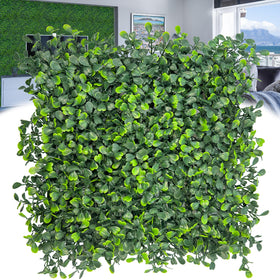 DOPGIB boxwood wall panel close-up showing dense leaves for a premium backdrop.