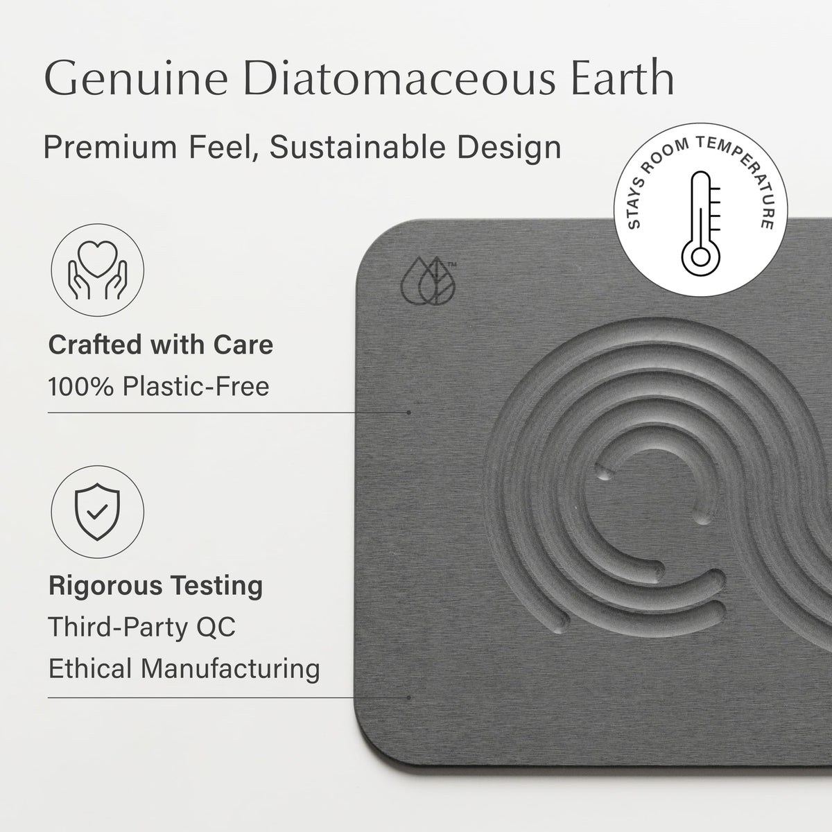 Dorai Stone Bath Mat in Zen Slate lies flat