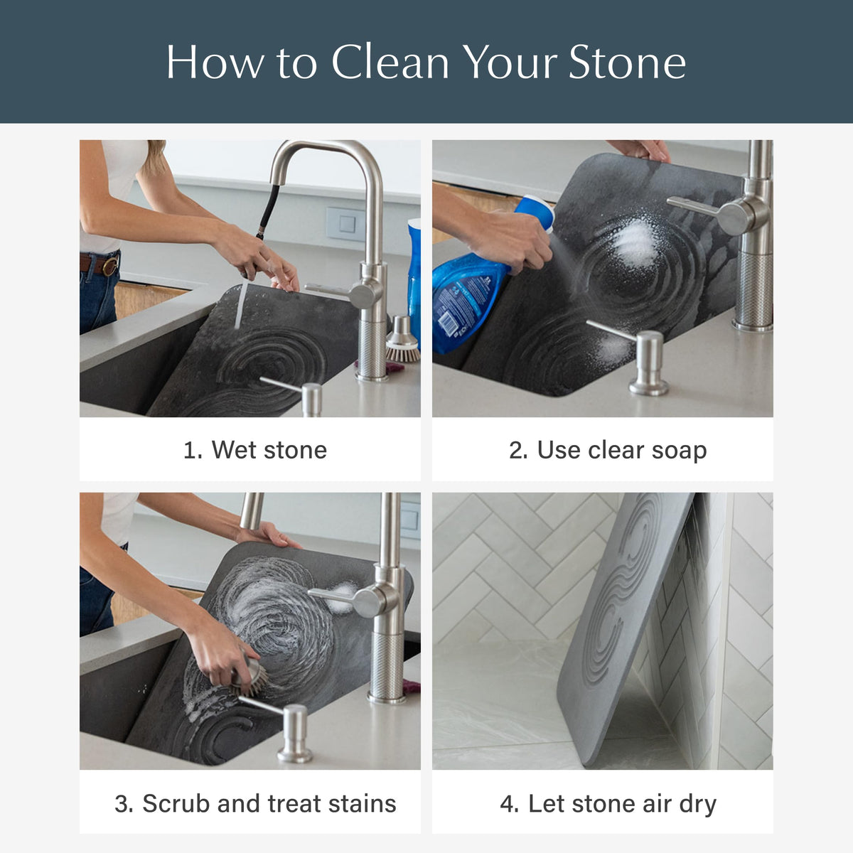 Dorai Stone Bath Mat flat design in a contemporary bathroom vignette