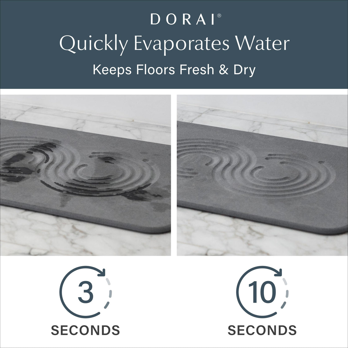 Dorai Stone Bath Mat with non-slip bottom stays secure on wet floors