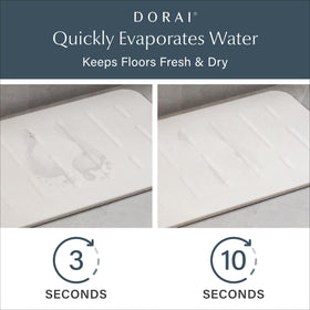 Dorai Stone Bath Mat provides quick-dry diatomaceous earth on bathroom floor.