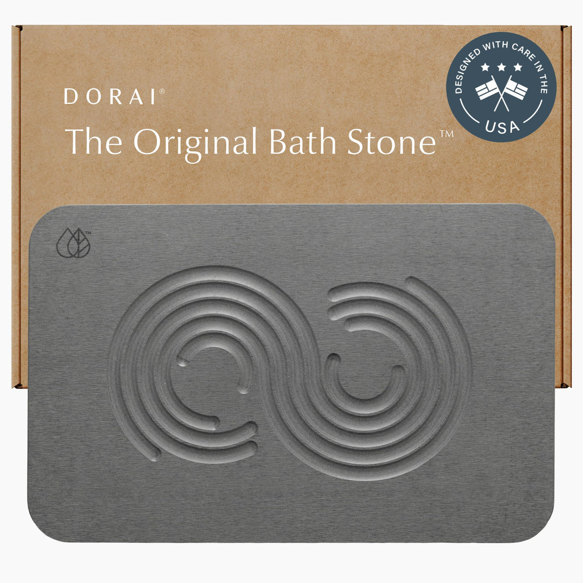 Dorai Stone Bath Mat in shower shows quick-dry surface and dry floor