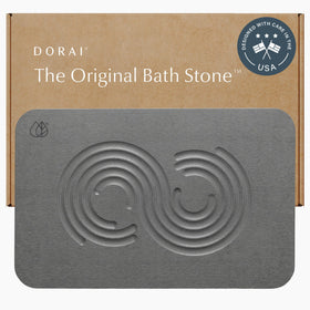 Dorai Stone Bath Mat in shower shows quick-dry surface and dry floor