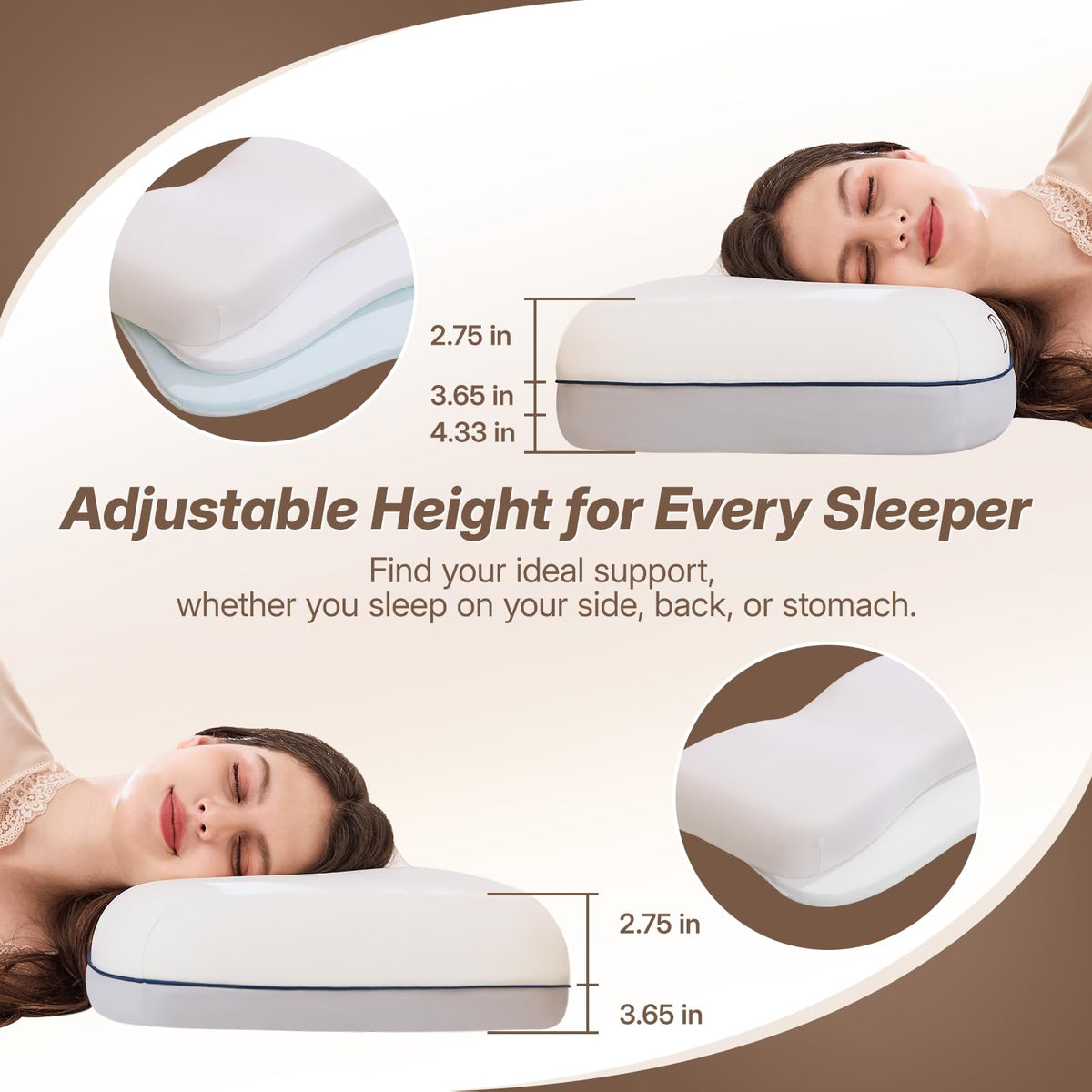 Dorefox adjustable height three levels lets you tailor loft for comfort.