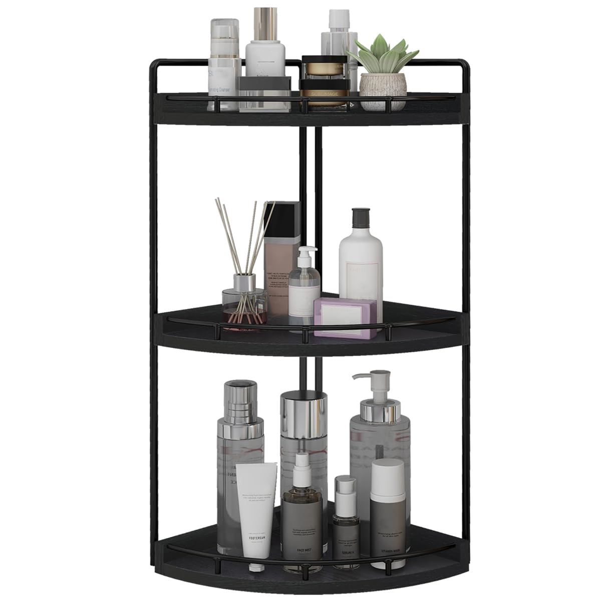 Dorhors 3-tier corner organizer on a counter for clutter-free storage.