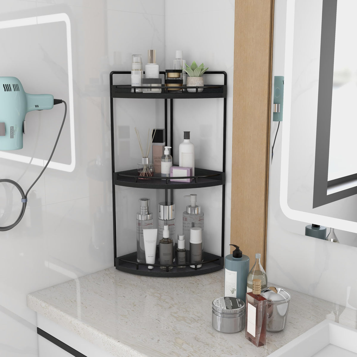 Dorhors bathroom vanity tray organizes cosmetics and daily essentials.