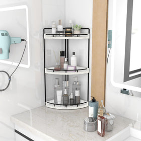 Dorhors Rustic White organizer showcases cosmetics and skincare neatly.