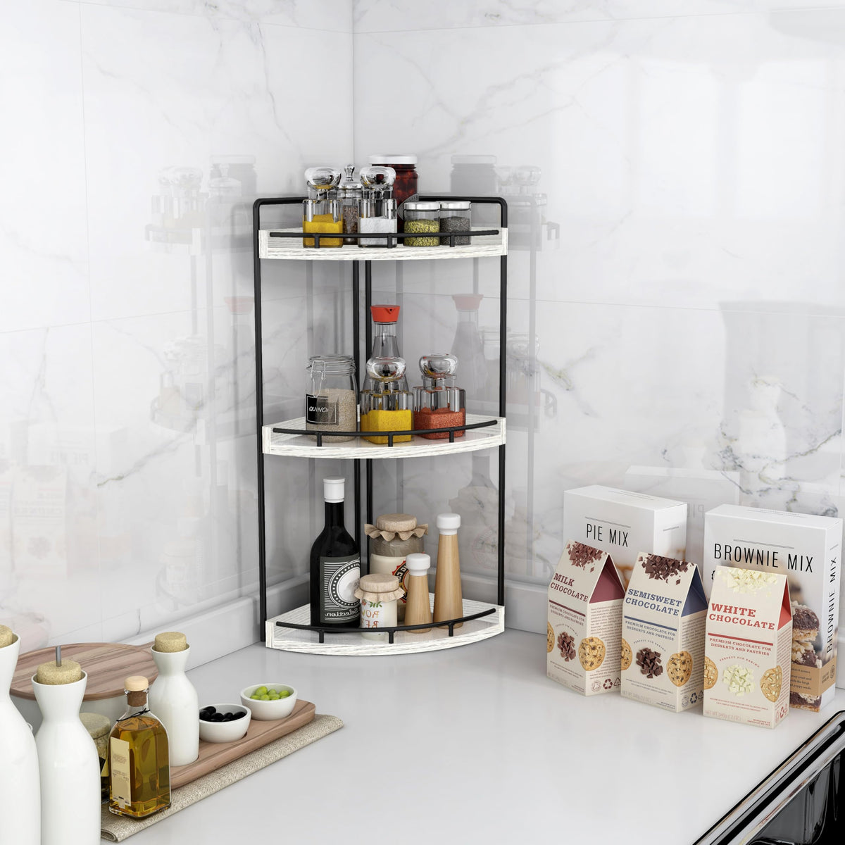 Dorhors Rustic White vanity top closeup highlighting open-access design.