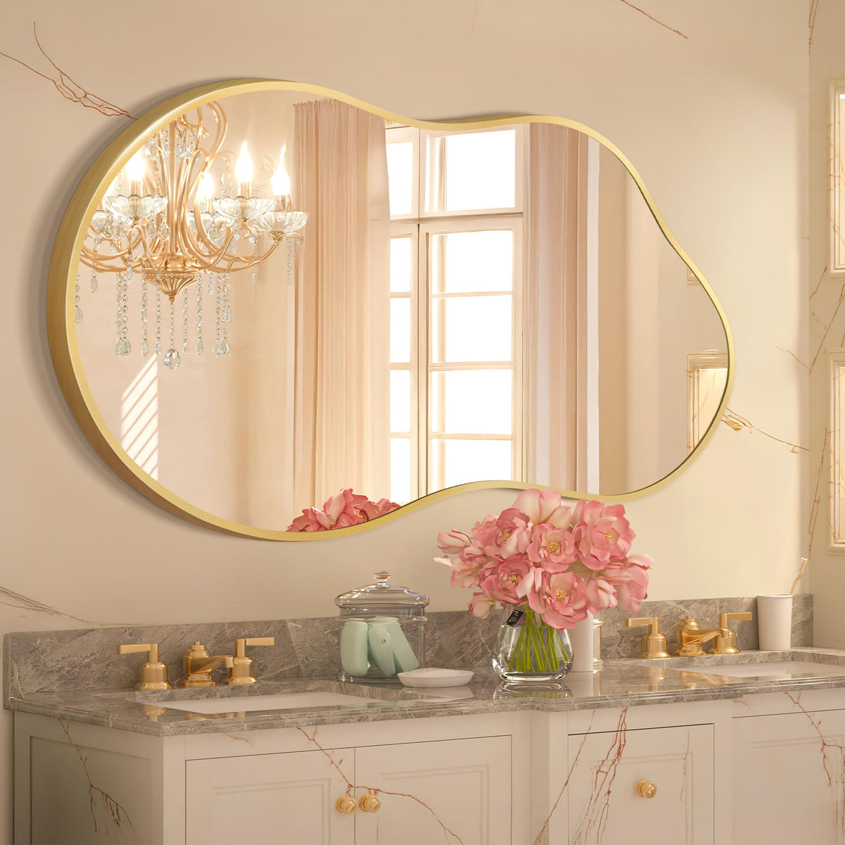 Dorlicecass gold frame detail highlighting the tempered glass surface