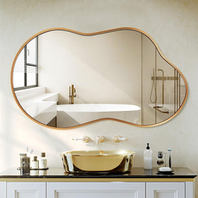 Dorlicecass irregular wall mirror in gold frame adds modern flair to living spaces