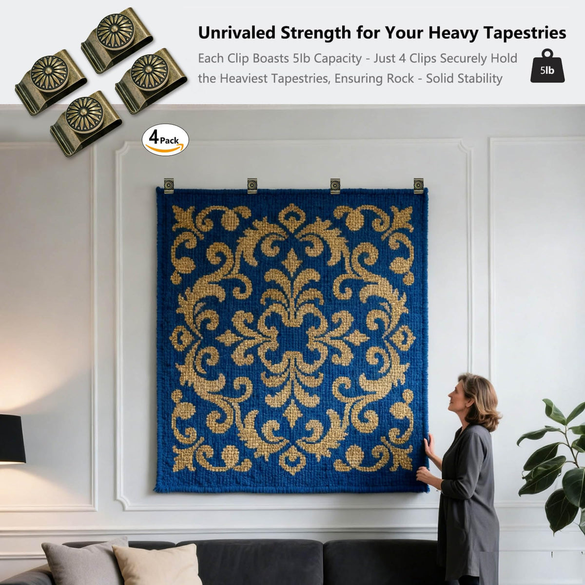 Doselves curtain display clamps bronze mounts easy to reposition.