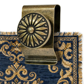 Doselves tapestry clamp bronze clip for secure wall display of textiles.