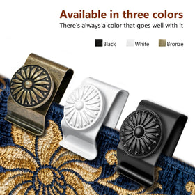 Doselves textile-art display bronze clamps keep art flat and safe.