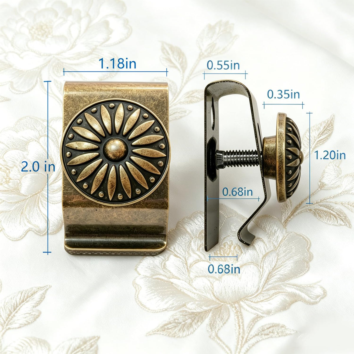 Doselves wall hanger clamps bronze metal secure versatile textile display.