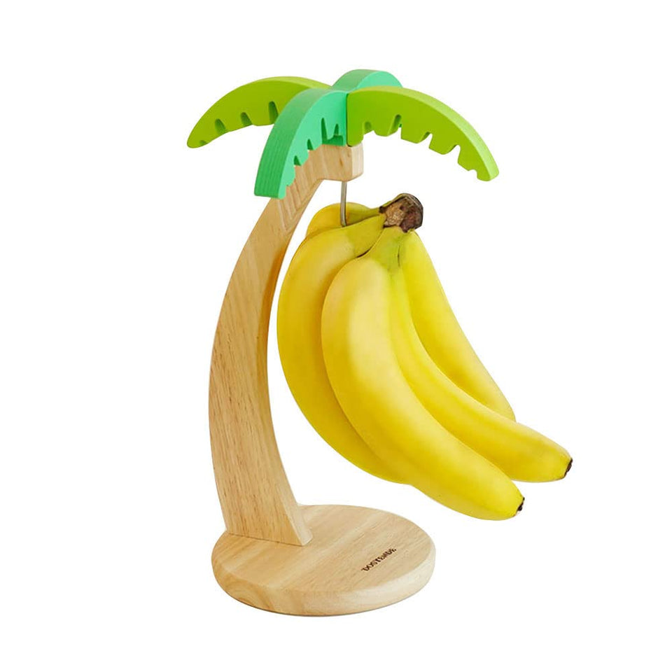 Dostende banana tree hanger front view, compact 13-inch design for counter storage.