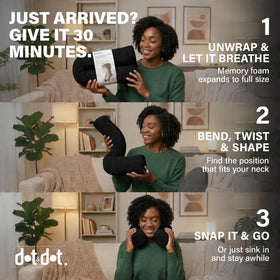 Dot&Dot car-pillow helps stabilize neck and back during road trips.