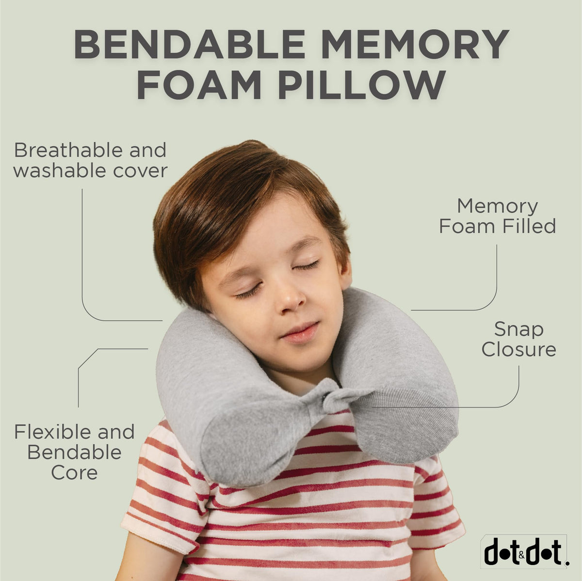 Dot&Dot car-seat pillow compatible for toddler headrest use