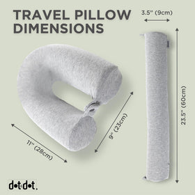 Dot&Dot travel pillow showing snap closure to attach to luggage