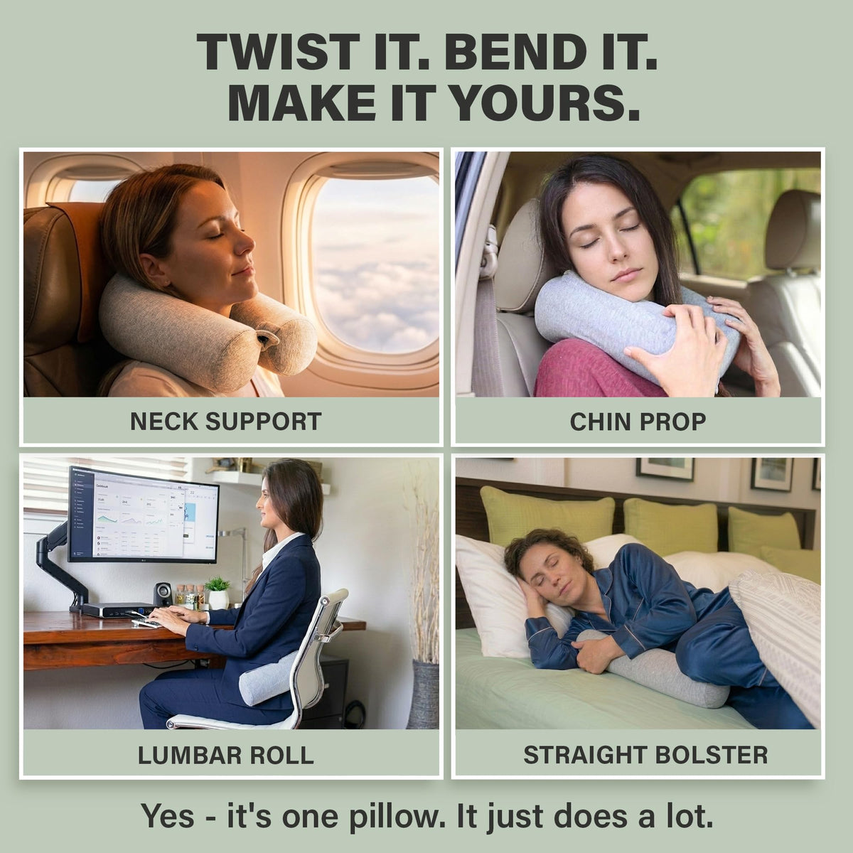 Dot&Dot Twist memory foam pillow on bed for relaxing nap and lounge