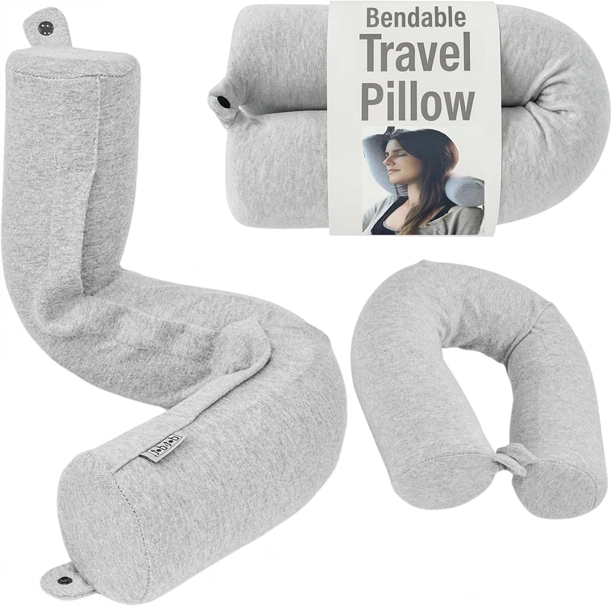 Dot&Dot Twist memory foam pillow on plane offers neck support for long flights