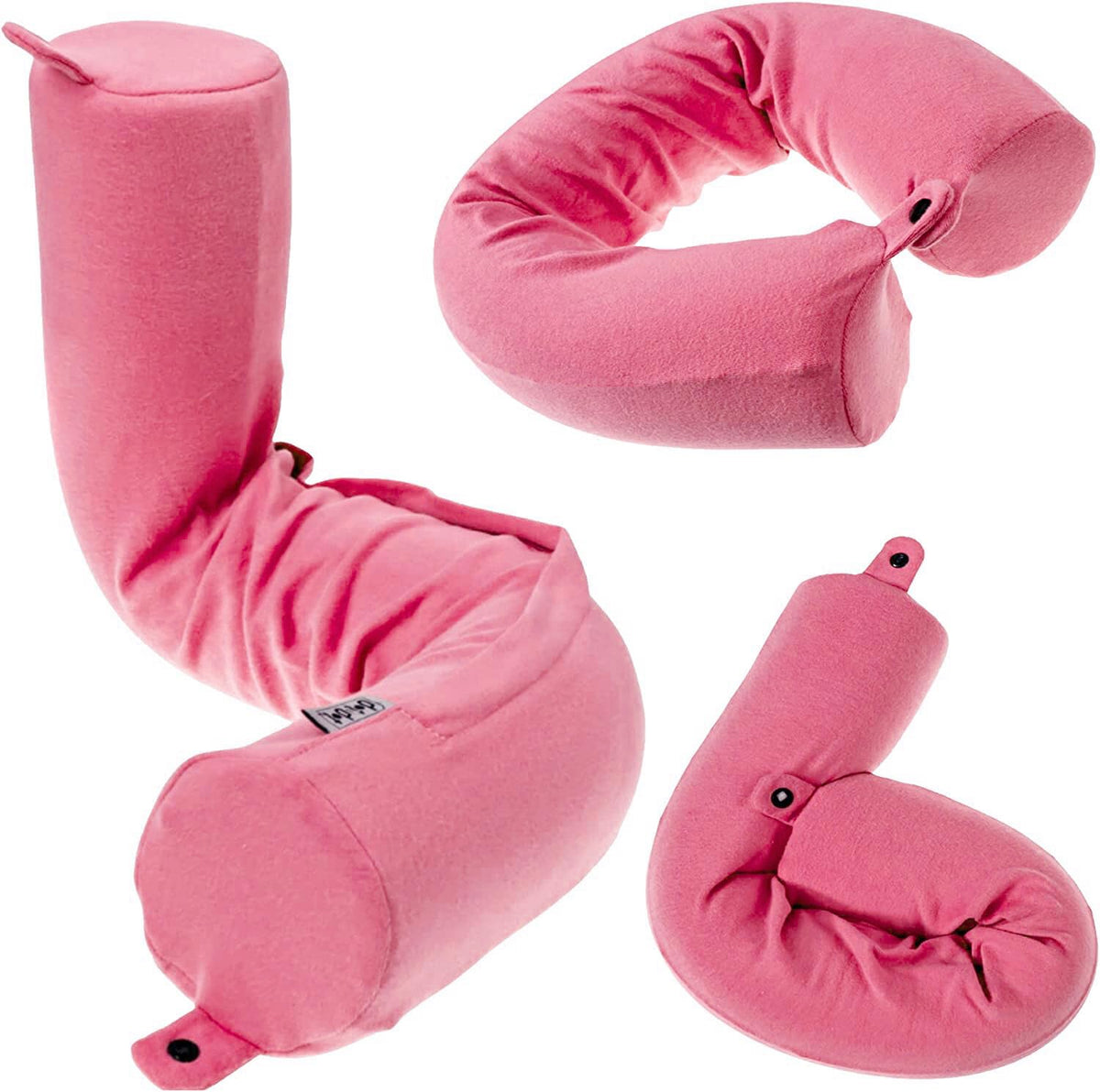 Dot&Dot Twist Memory Foam airplane pillow supports neck and head during flights.
