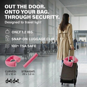 Dot&Dot Twist Memory Foam bendable pillow clips to luggage for easy travel.