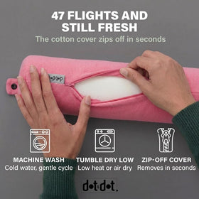 Dot&Dot Twist Memory Foam travel pillow with luggage clip keeps it handy.