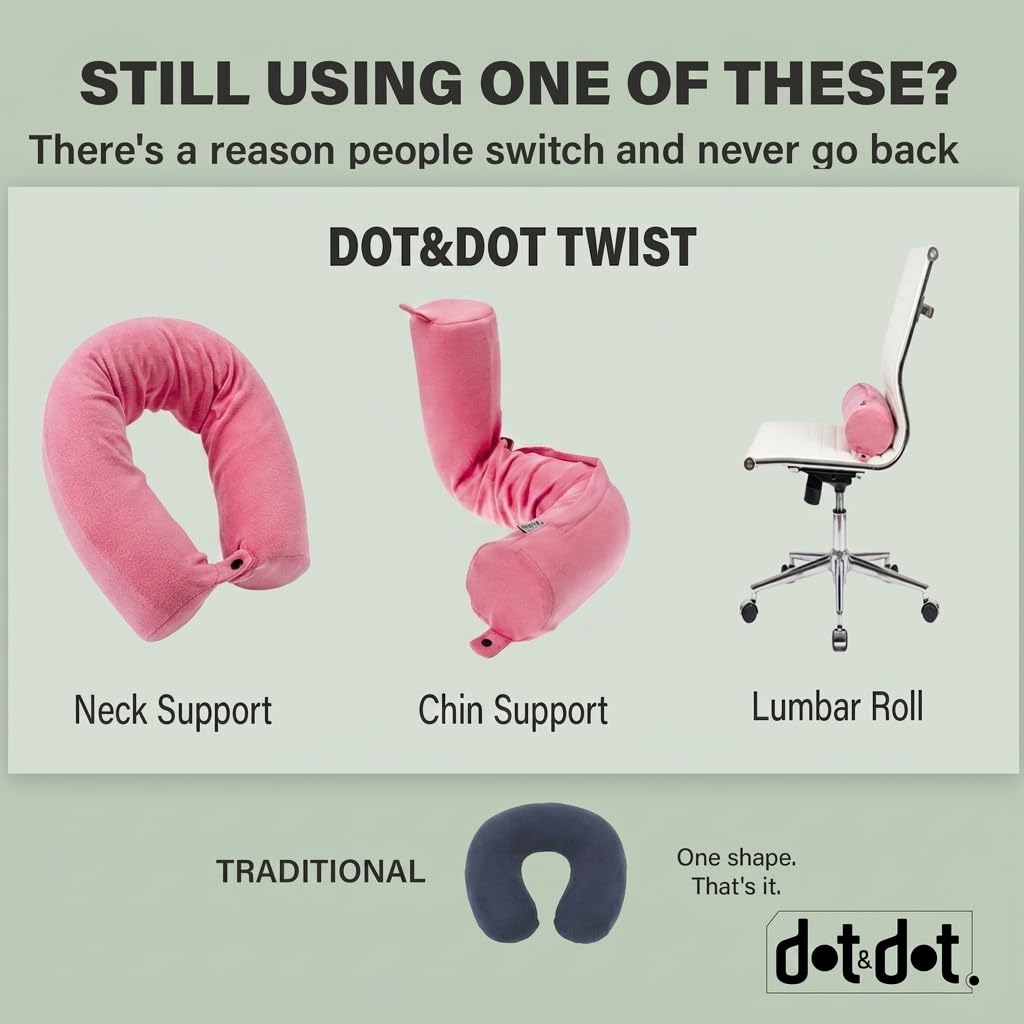 Dot&Dot Twist Memory Foam cushion adapts to neck, back, and leg positions.