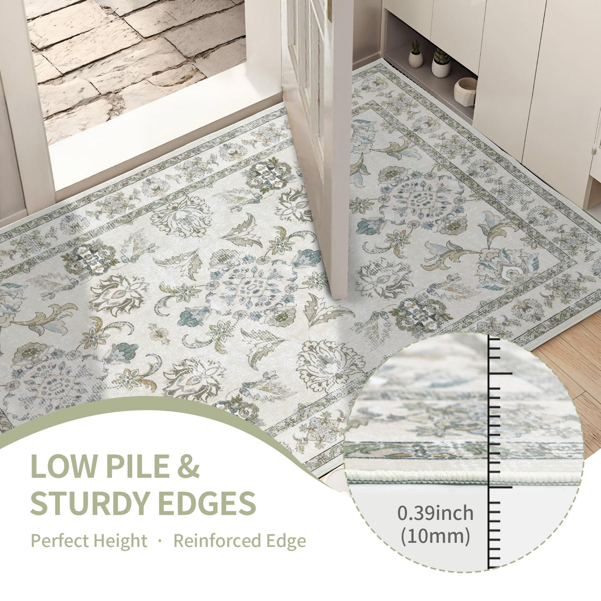 Dotiiorug non-slip backing helps keep the rug secure on floors.