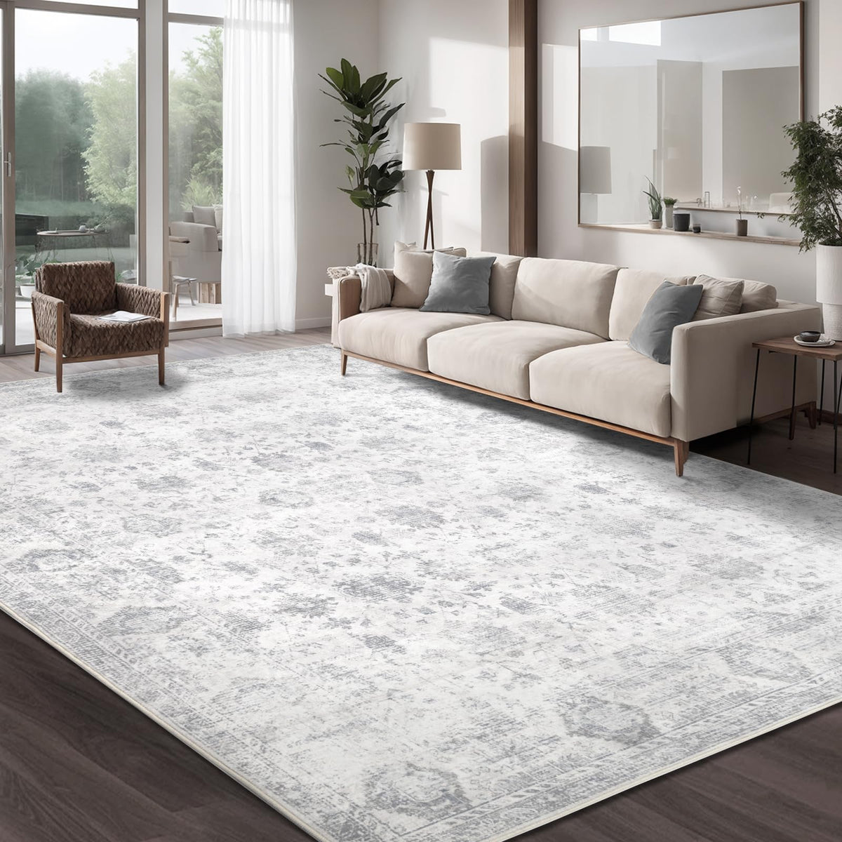 Dotiiorug Washable 8x10 rug in a living room with soft fibers and non-slip backing.