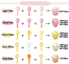 DOUBLE LAYER BALLOON 18in pastel pink balloons anchor the statement decor.