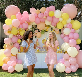 DOUBLE LAYER BALLOON arch garland ready for baby shower or birthday celebrations.