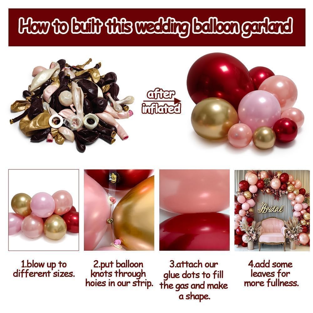 Metallic gold balloons add festive shimmer to arrangements.