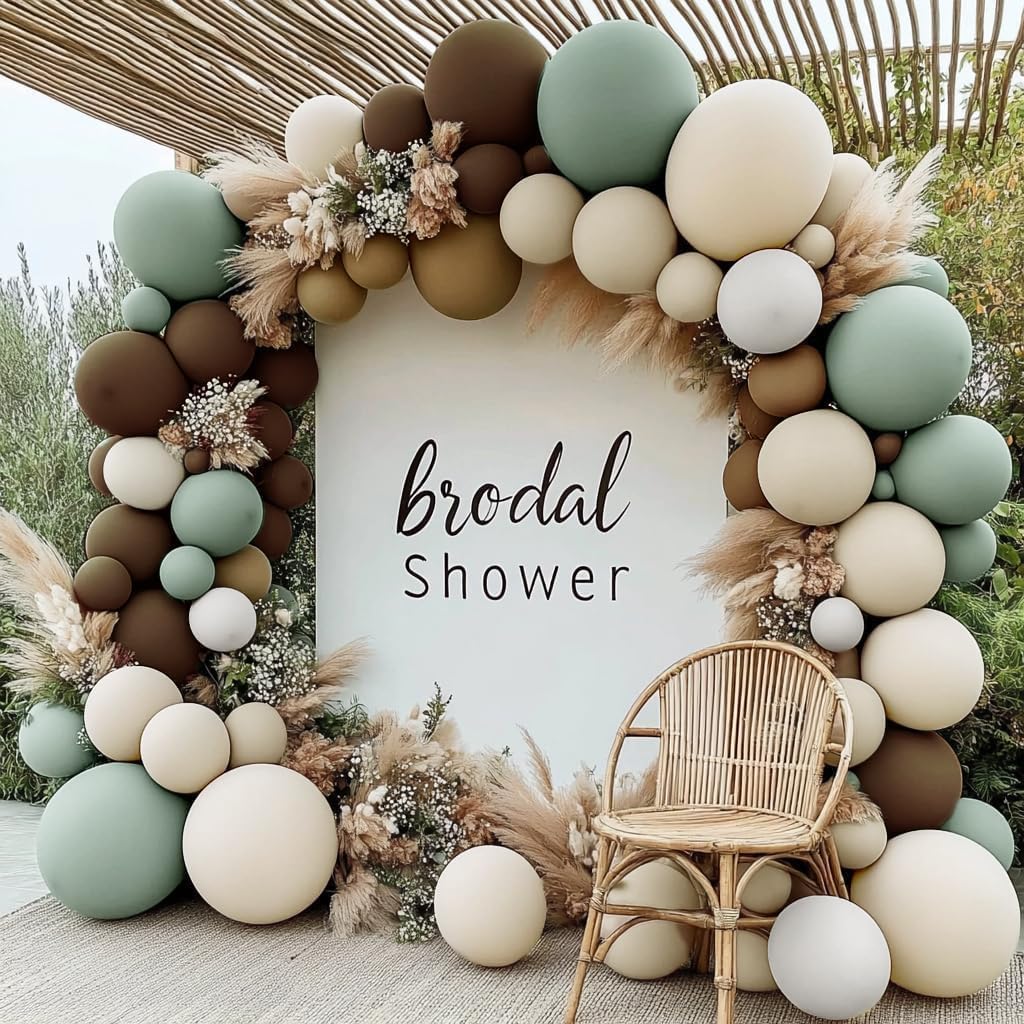 Double Layer Balloon neutral green palette ideal for rustic gatherings.