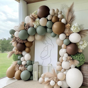 Double Layer Balloon woodland party setup showcasing cohesive color options.
