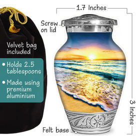 Double Trouble seascape urn silver bands add elegant tribute to memories.