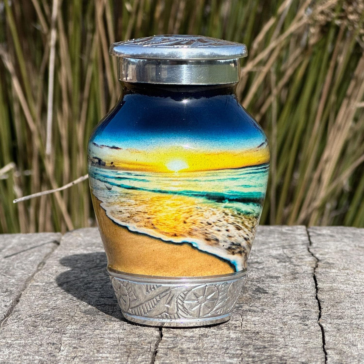 Double Trouble secure-lid urn shows airtight closure for respectful memory.