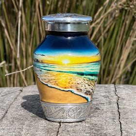 Double Trouble secure-lid urn shows airtight closure for respectful memory.