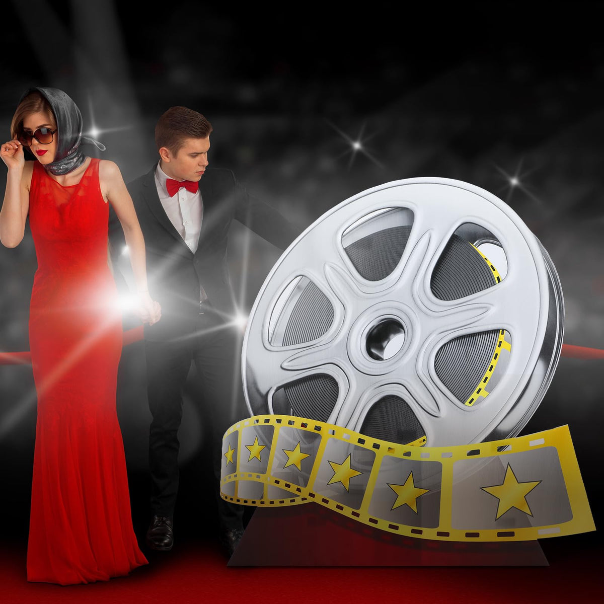 DoubleFill multicolor movie reel design adds festive flair to awards-night celebrations.