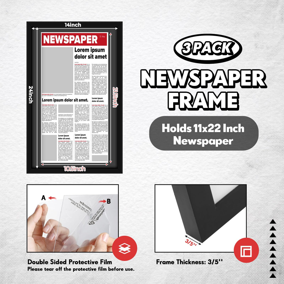 DoubleFill newspaper frame mat close-up showing textured mat details for elegant displays.