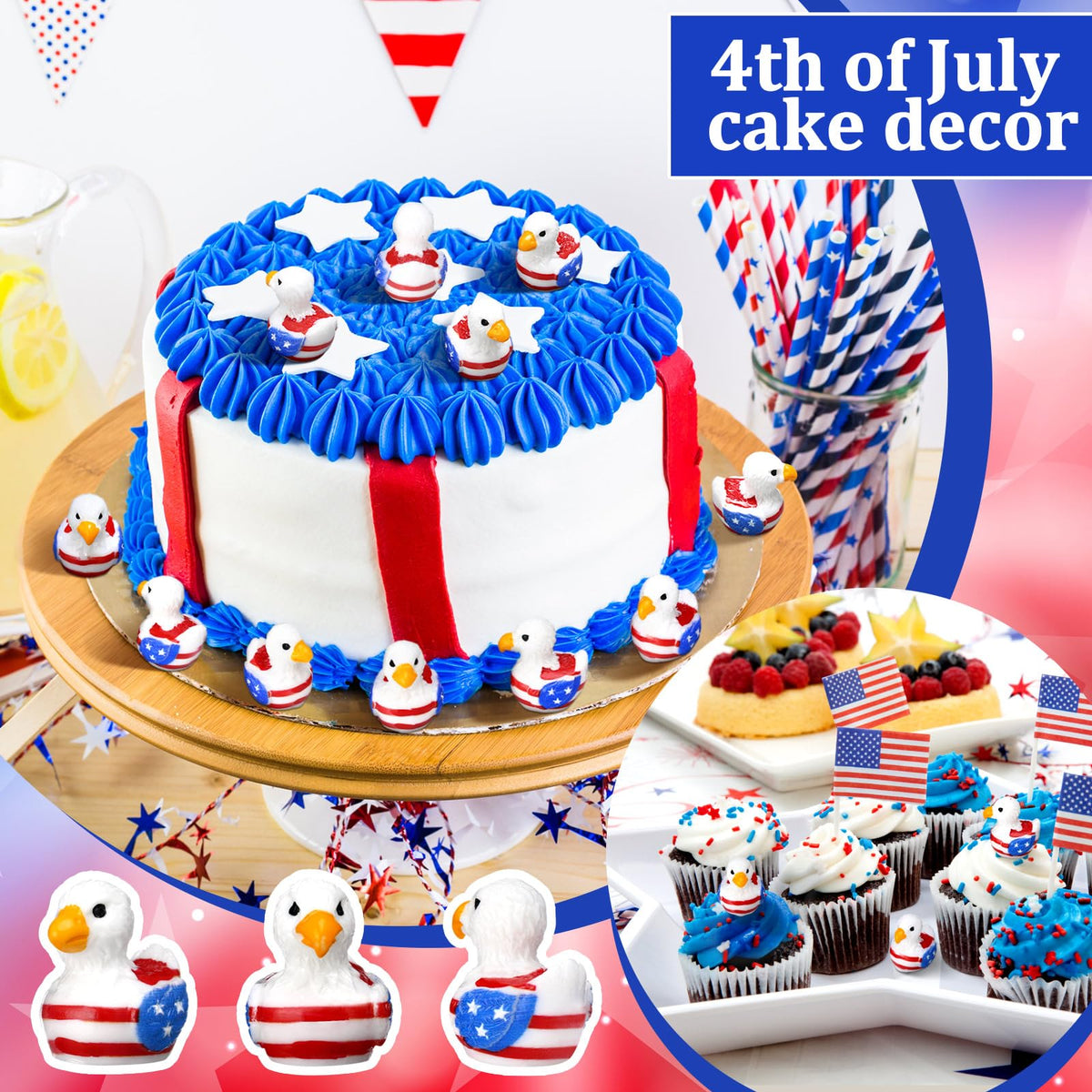 DoubleFill patriotic eagle duck figurine enhances shelves with flag-inspired detail.