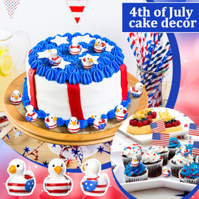 DoubleFill patriotic eagle duck figurine enhances shelves with flag-inspired detail.