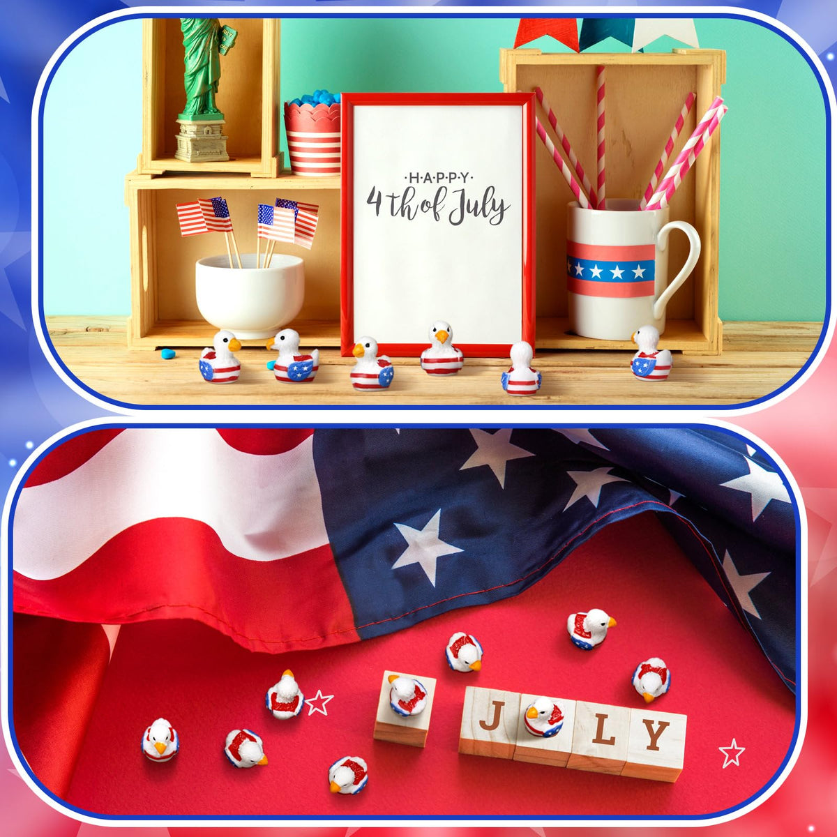DoubleFill patriotic eagle duck figurine brightens home decor and holiday displays.