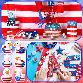 DoubleFill patriotic eagle duck figurine supports crafts and party table setups.