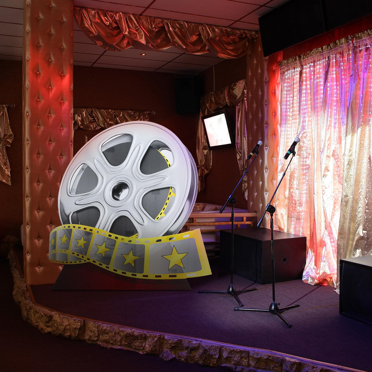DoubleFill photo-prop backdrop helps guests capture glamorous party memories.