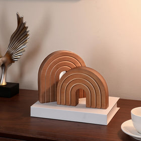 DoubleFill wooden arch decor layered display, versatile for bookends or decor options.