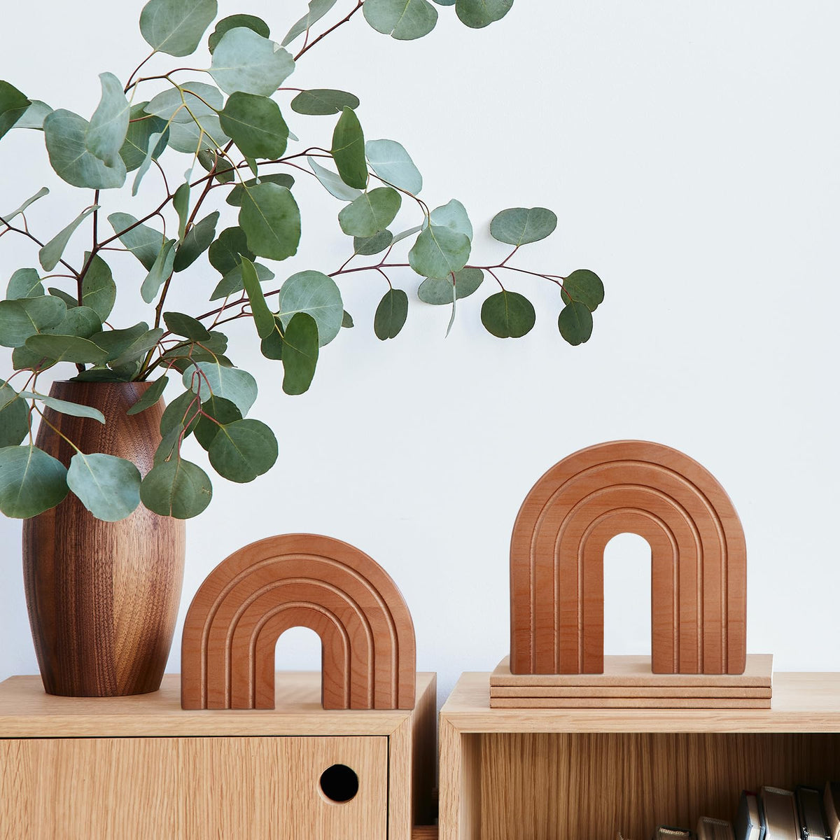 DoubleFill wooden arch decor natural-grain introduces organic warmth to any room.