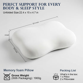 Doudou pillow features 3-5s slow rebound memory foam for gentle support.