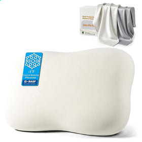 Doudou cervical pillow with ergonomic side-sleeper design supports neck alignment.